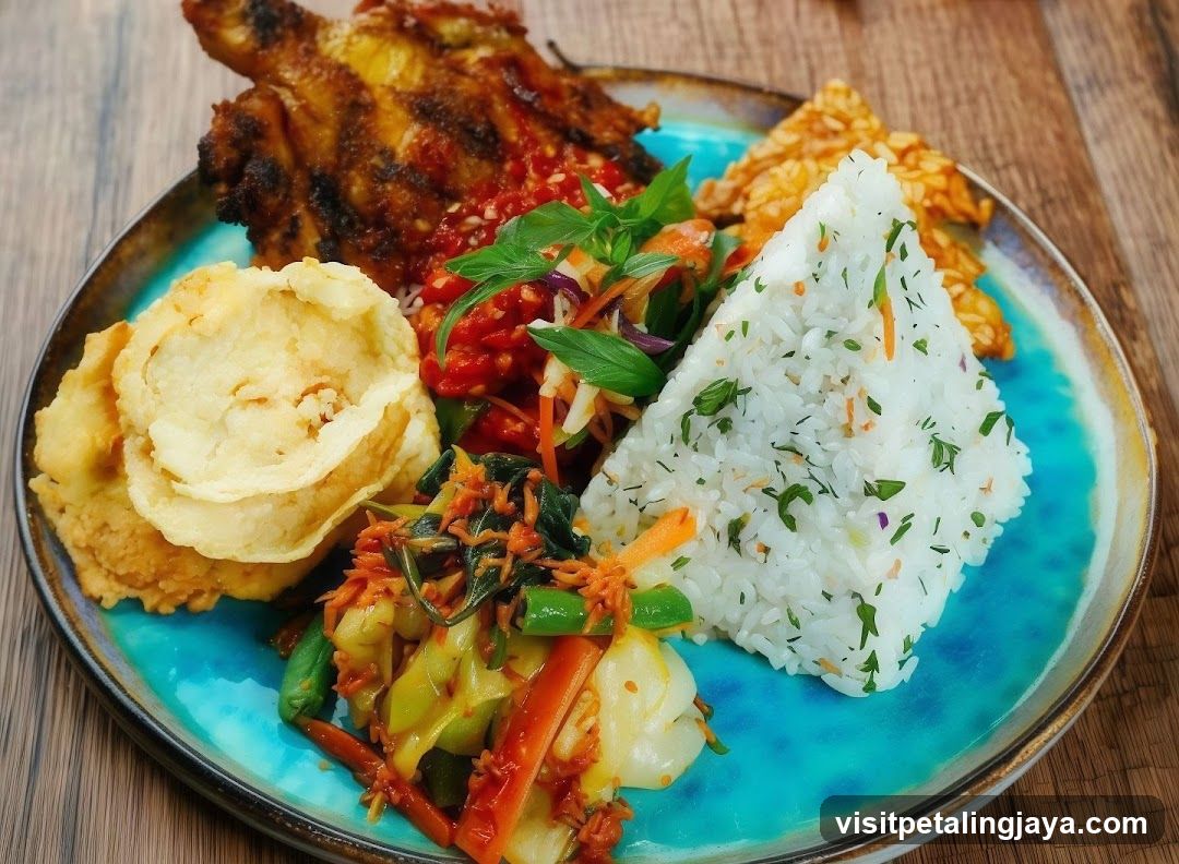 Balinese Fried Chicken with Rice and Side Dishes