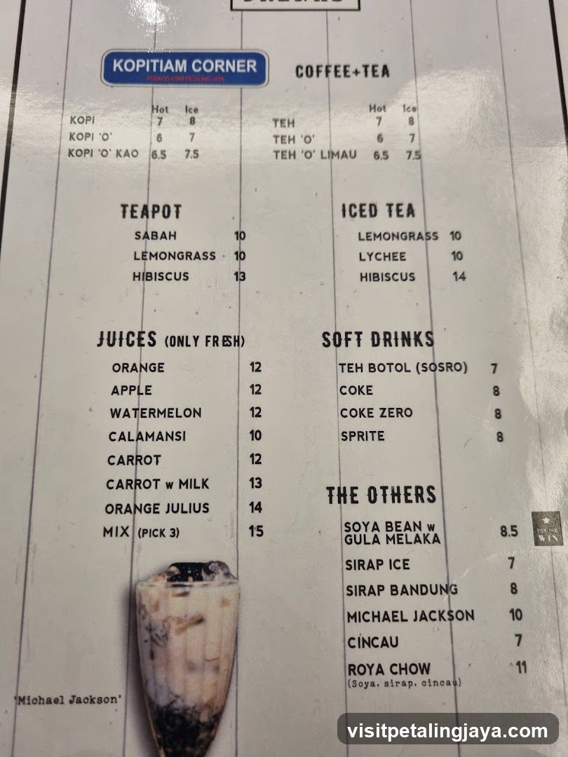Kopitiam Corner Menu