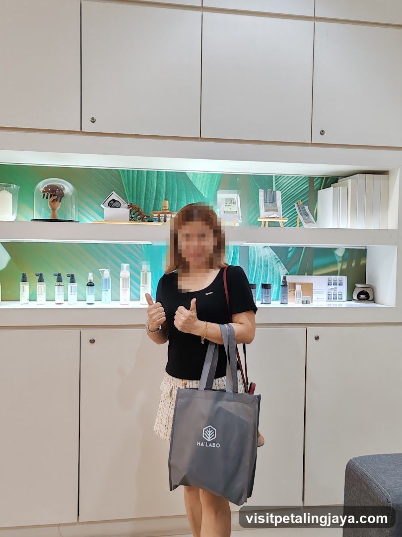 Woman with shopping bag in store interior