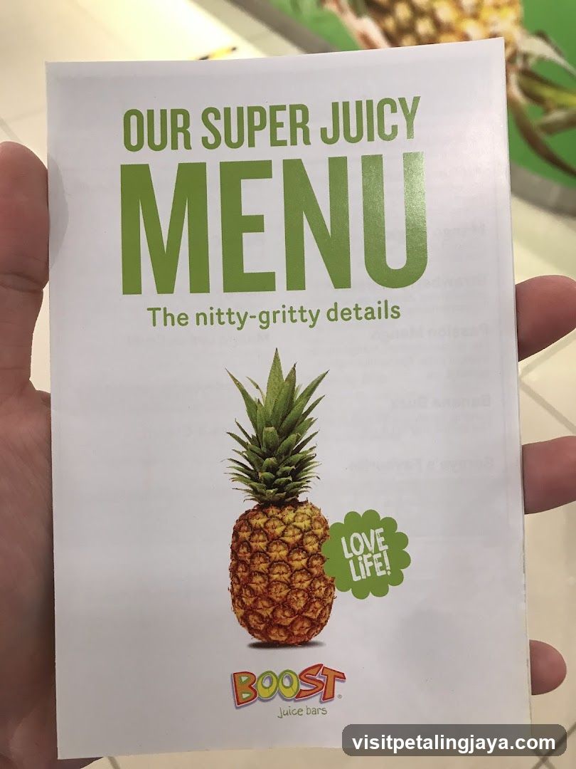 Boost Juice Bar Menu Flyer