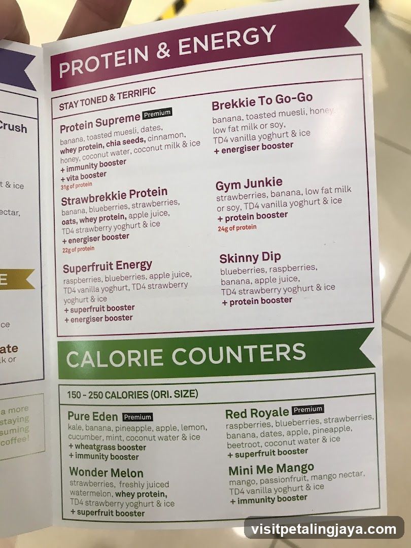 Protein & Energy Menu Page
