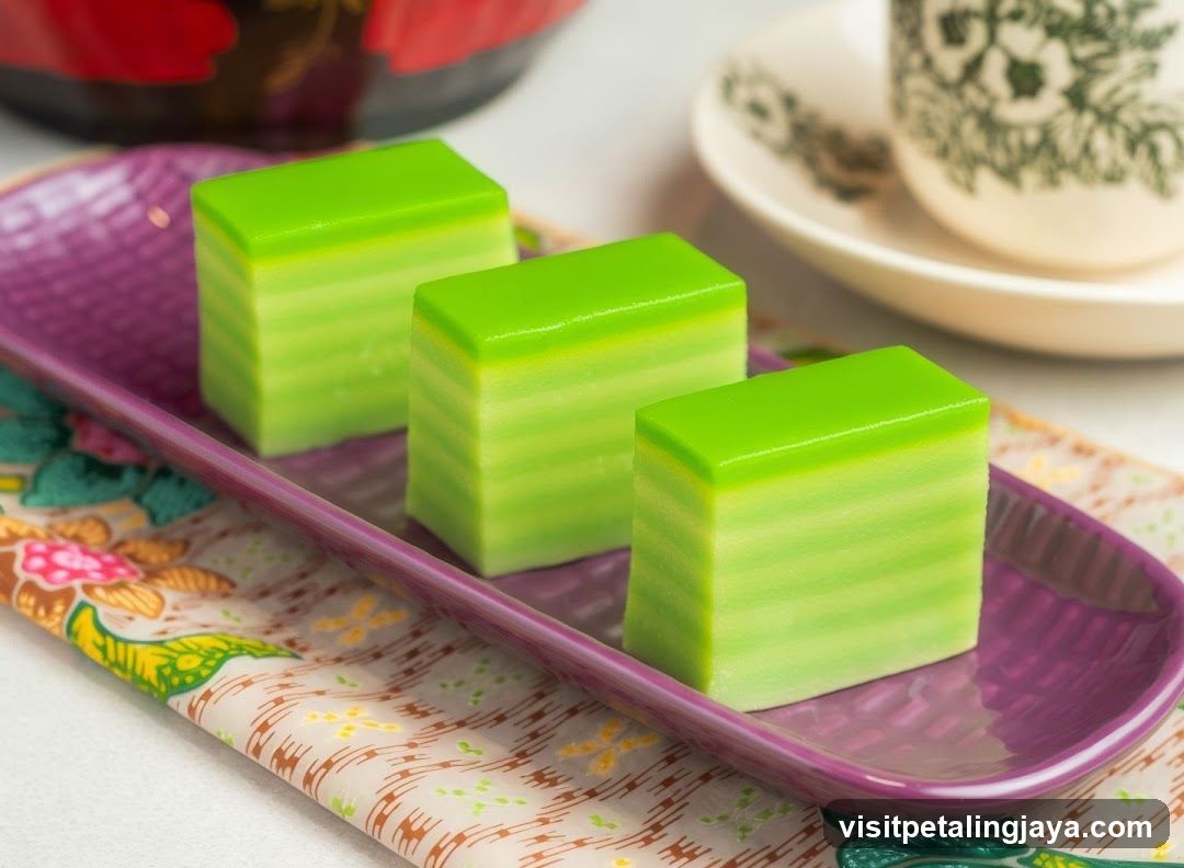 Green Layered Dessert on Purple Tray