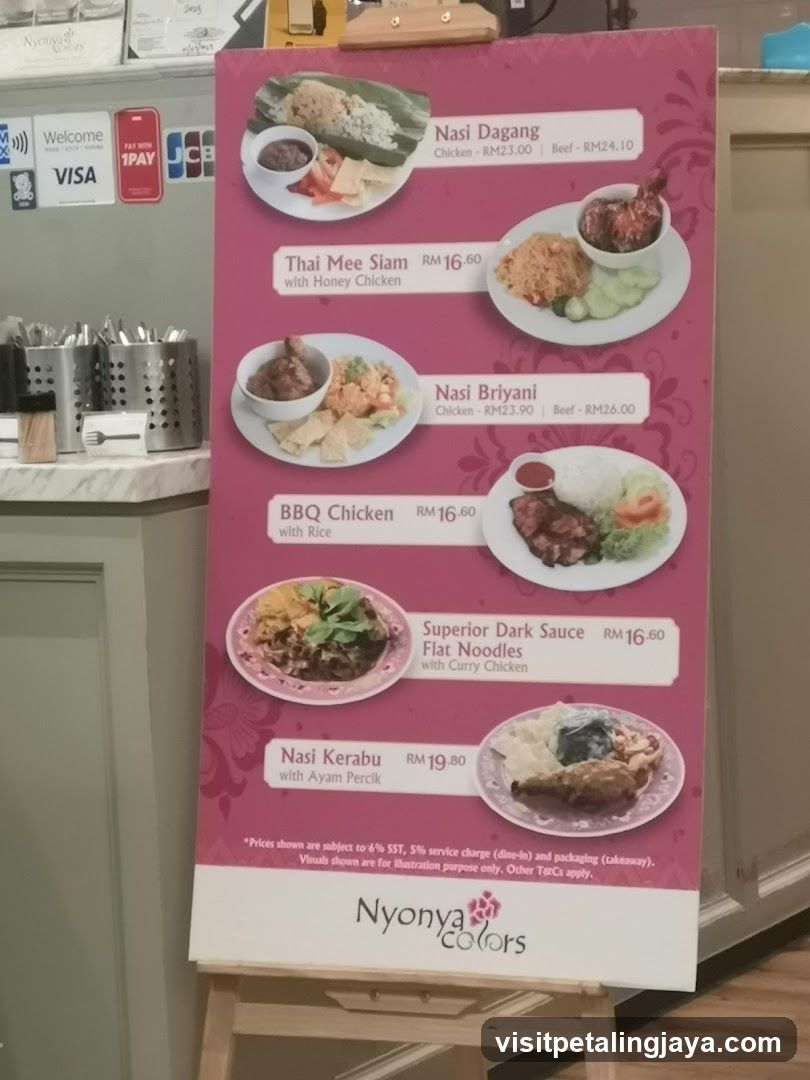 Nyonya Colors Menu Board