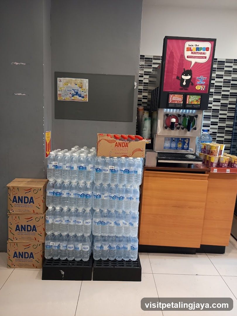 Store Interior with Water Bottles and Soda Machine