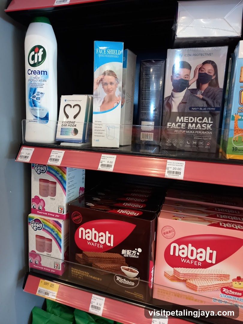 Shelf of personal care and snacks