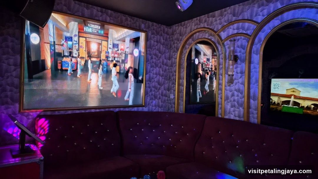 Karaoke Room Interior with Screens