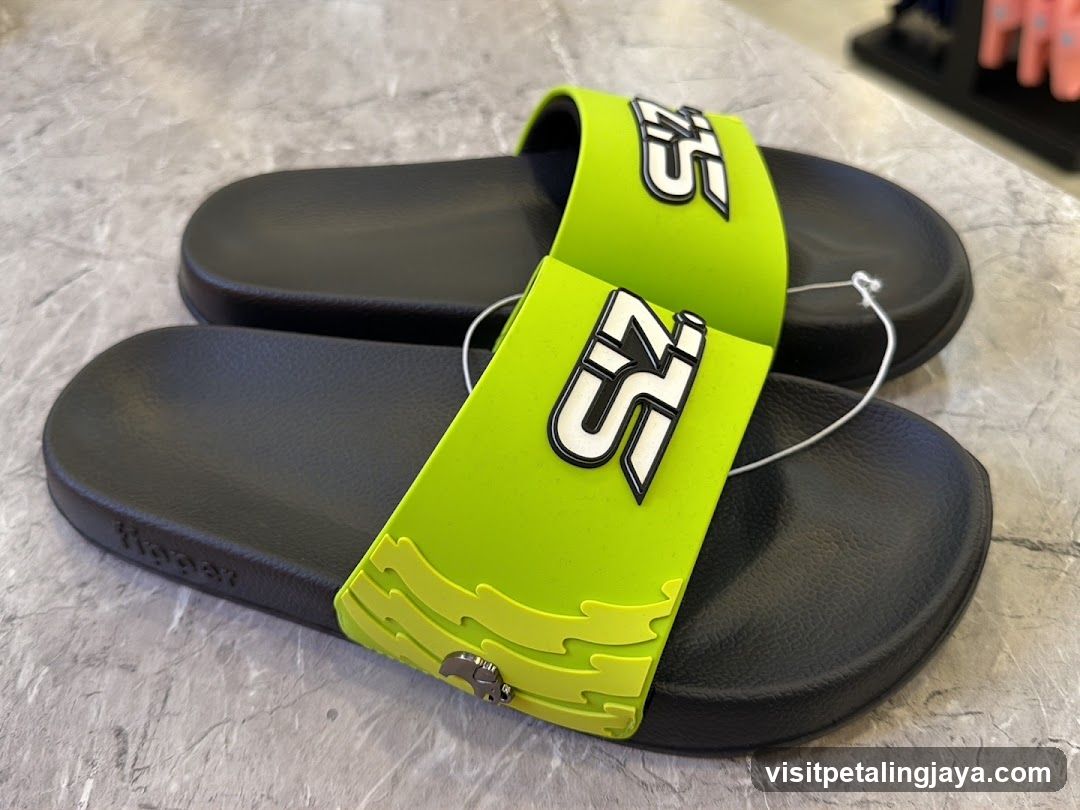 Green and Black Slide Sandals