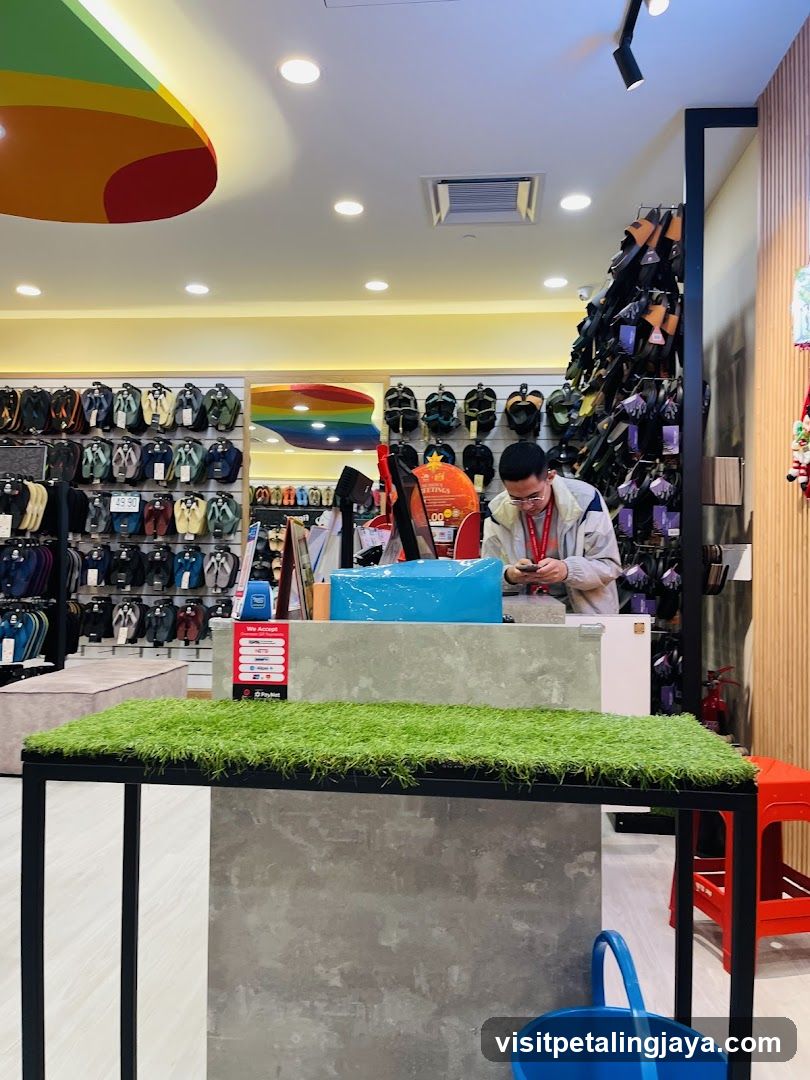Interior of a sports gear store