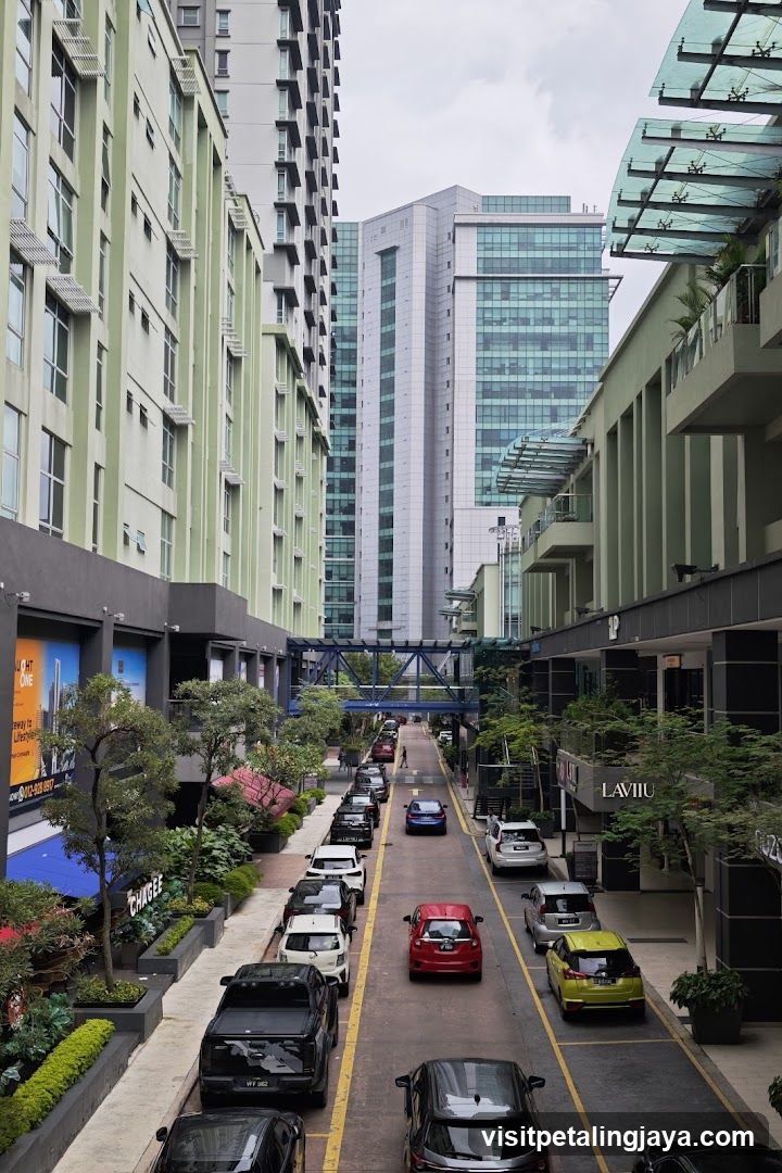 Urban Street View with Buildings and Cars