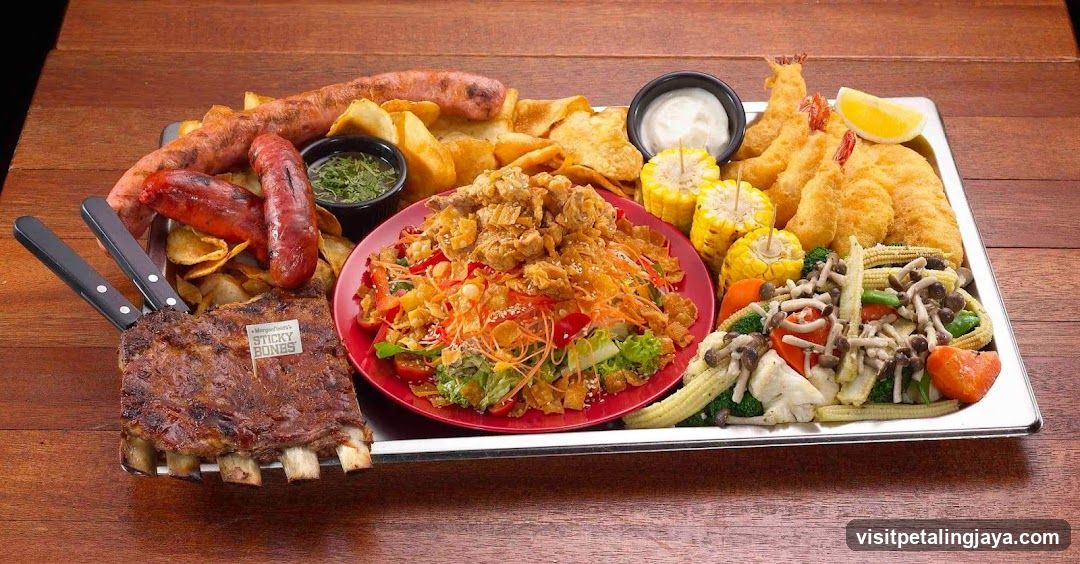 BBQ Platter with Sausages, Ribs and Fried Fish
