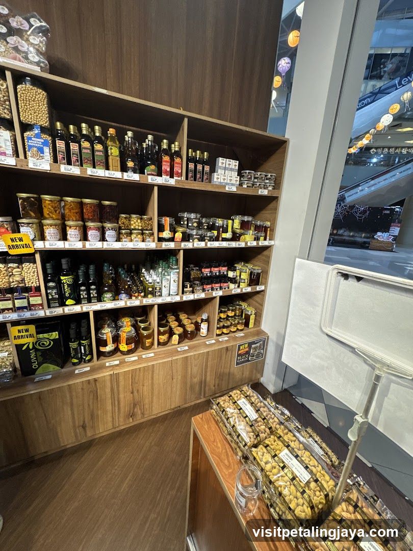 Store Interior with Wooden Shelves and Products