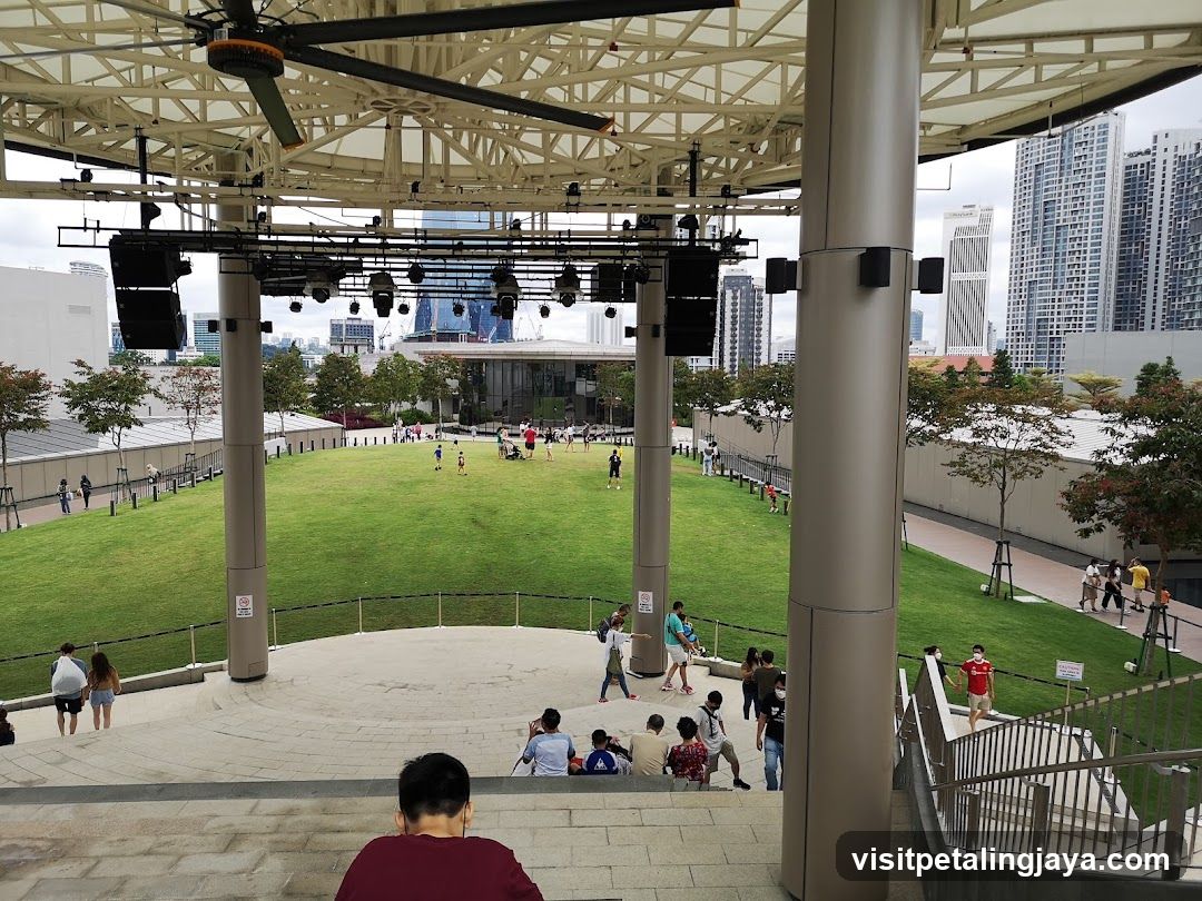 Outdoor Stage Area with Grass Lawn