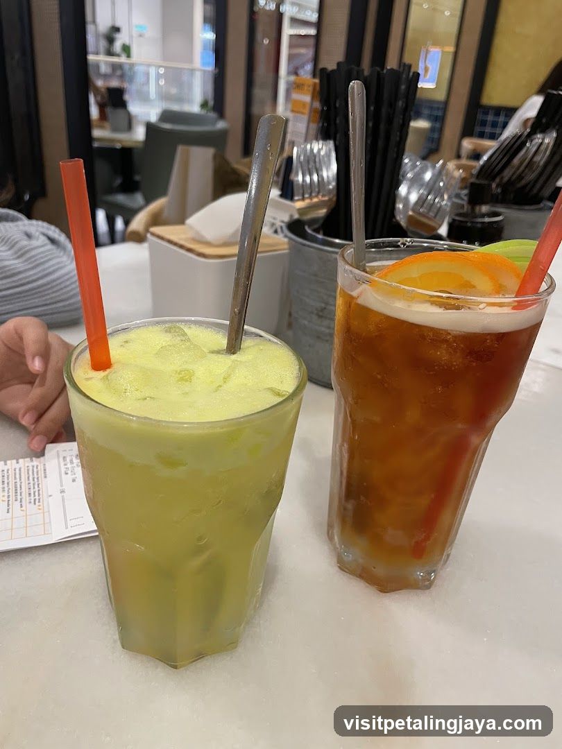 Two Iced Drinks on a Table