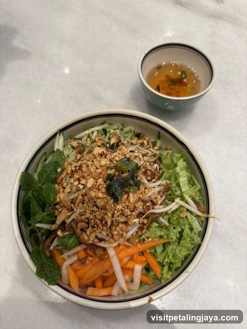 Bowl of Vietnamese Salad with Dressing