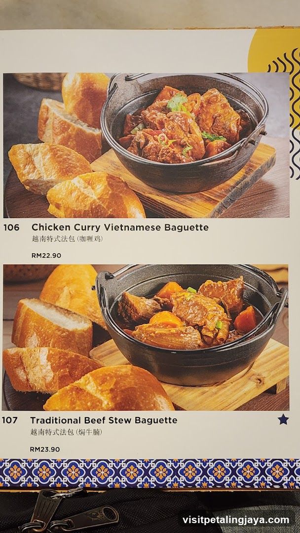 Vietnamese Baguette Menu Page