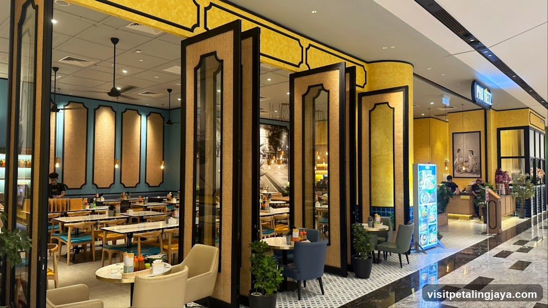 Restaurant Interior with Decorative Partitioning