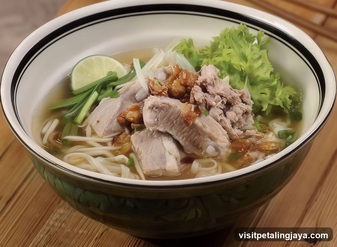 Bowl of Noodle Soup with Meat and Vegetables