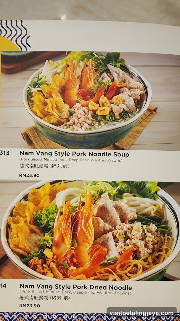 Nam Vang Style Pork Noodle Soup and Dried Noodle Menu