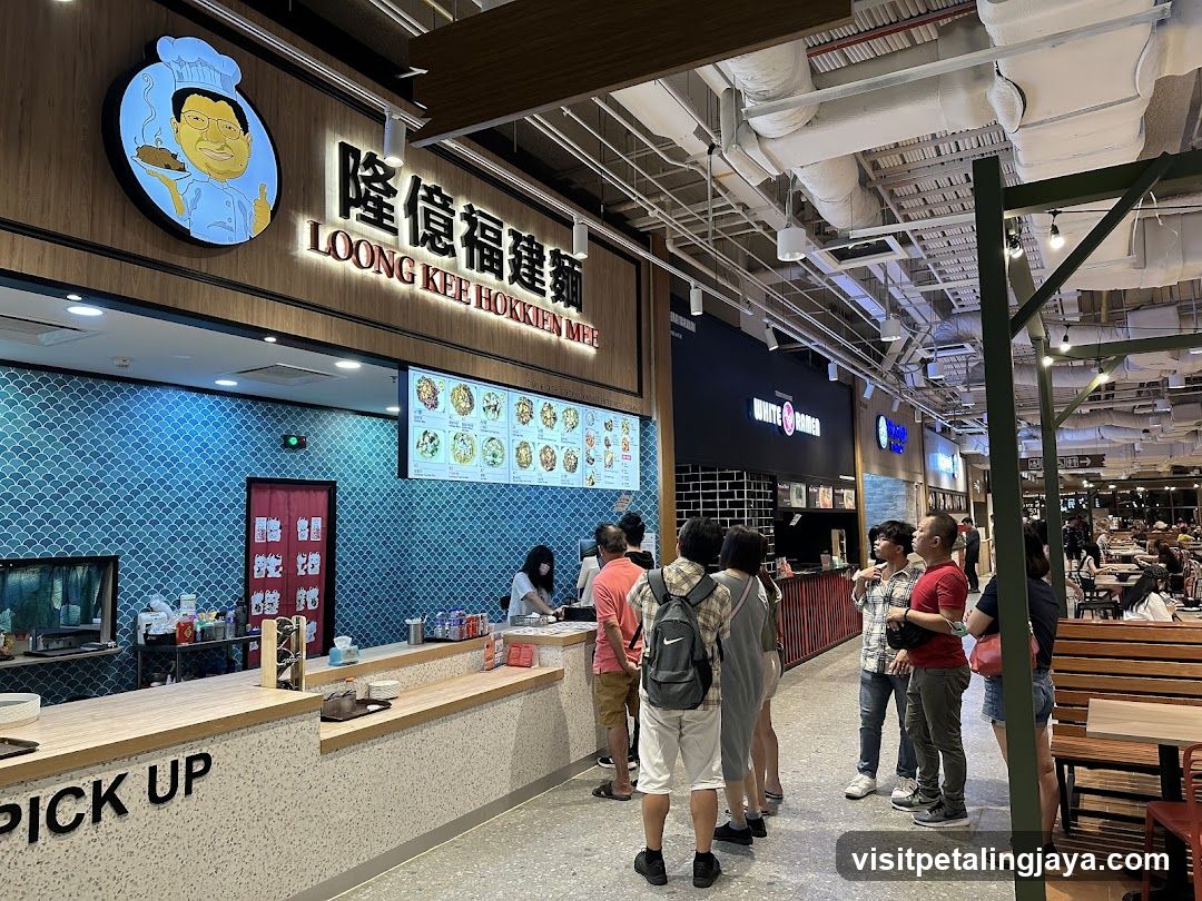 Food Court Interior with Queuing Customers