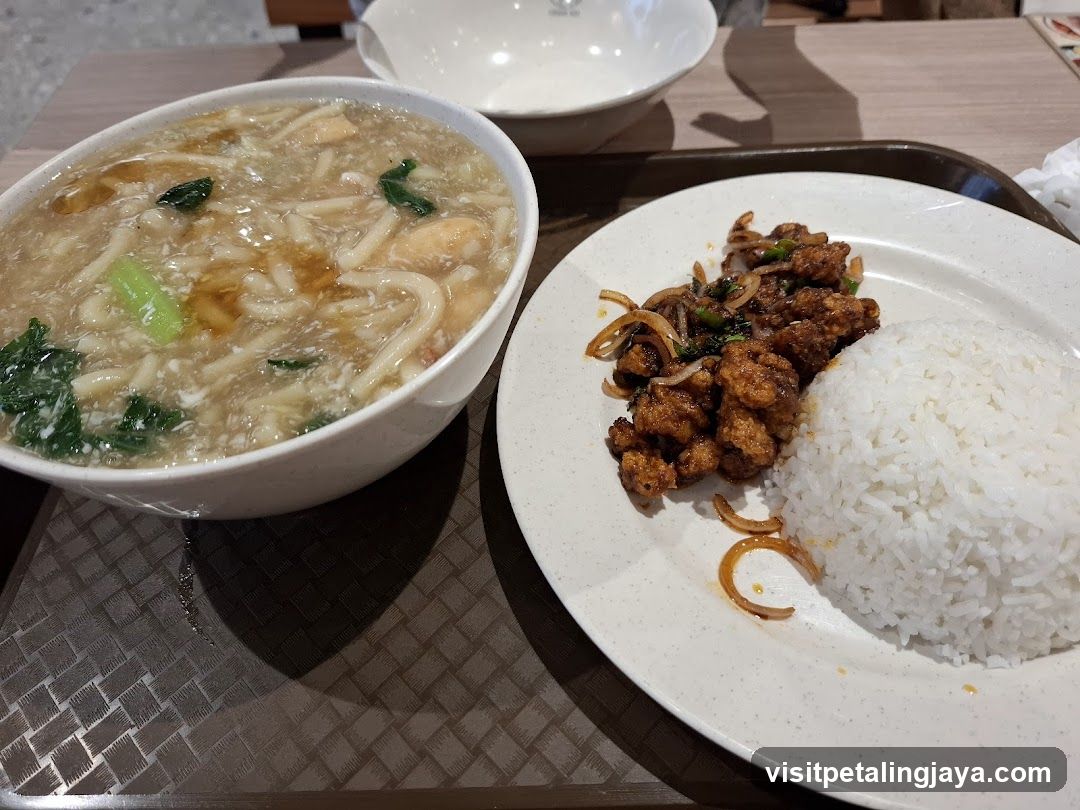 Meal with soup and rice