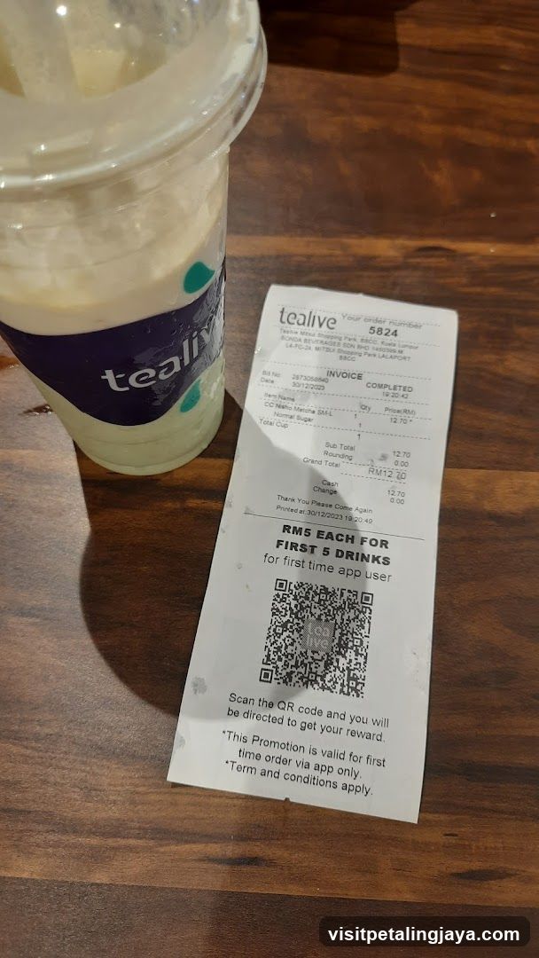 Tealive Drink and Receipt
