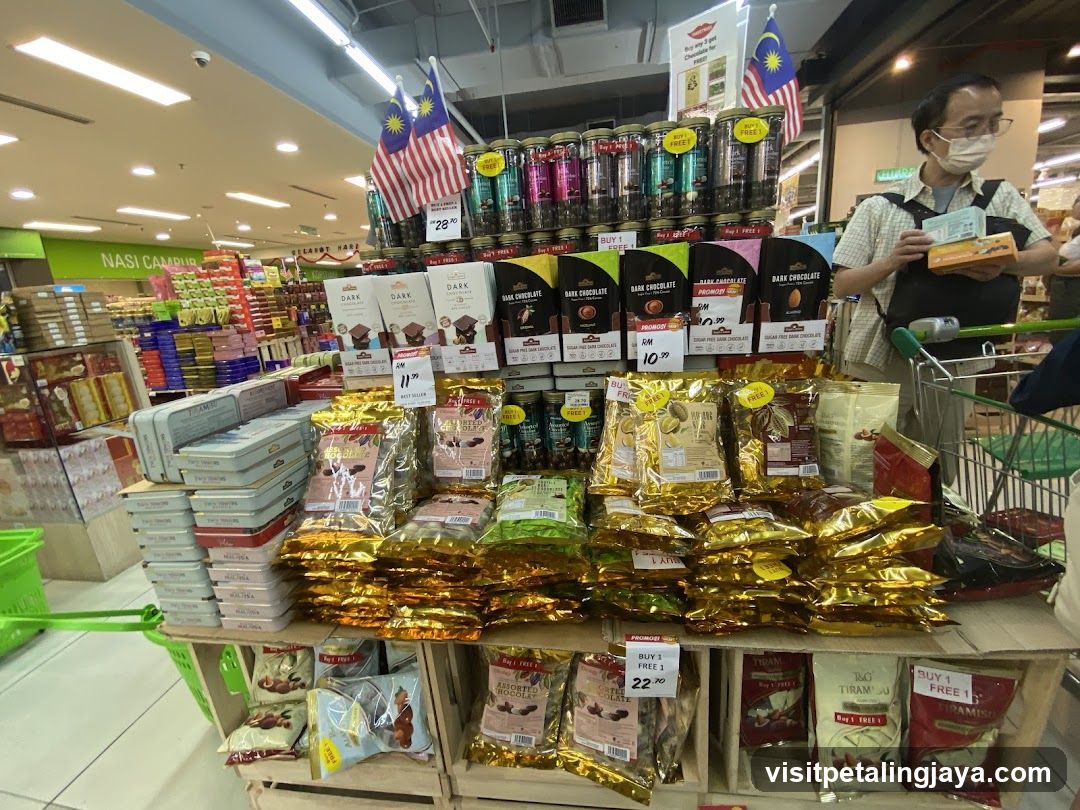 Chocolate and Snack Display in Supermarket