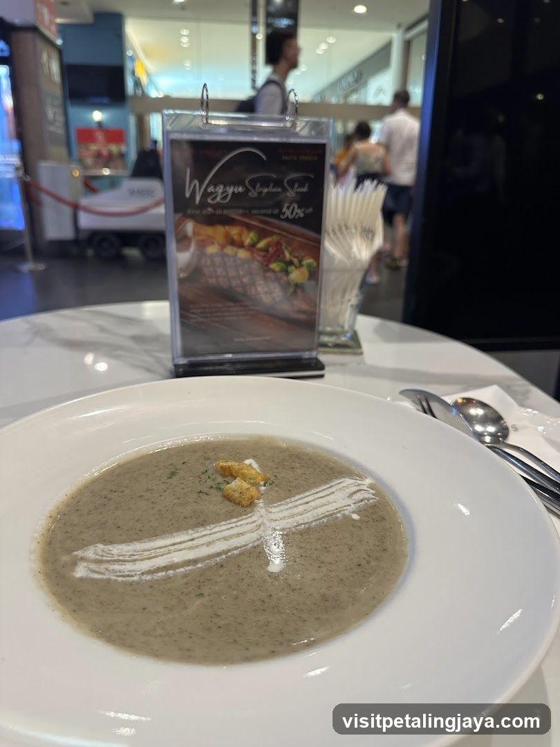 Mushroom Soup with Croutons