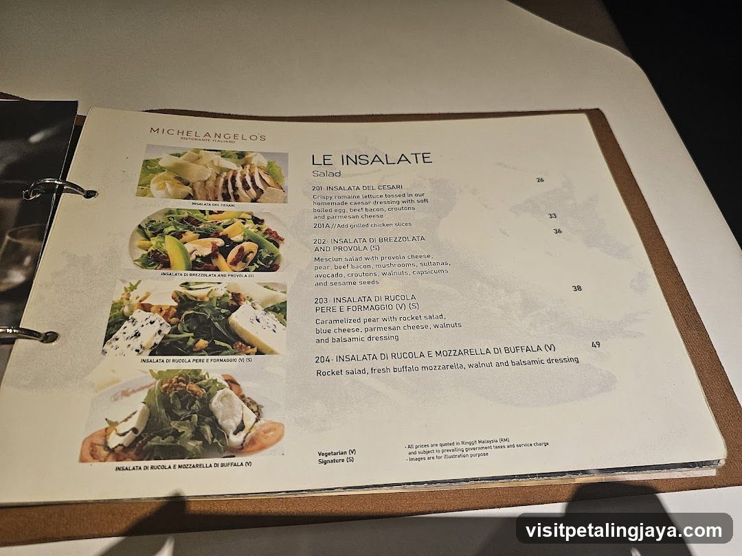 Michelangelo's Salads Menu