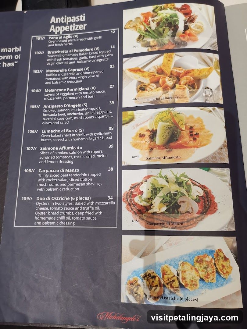 Antipasti Appetizer Menu