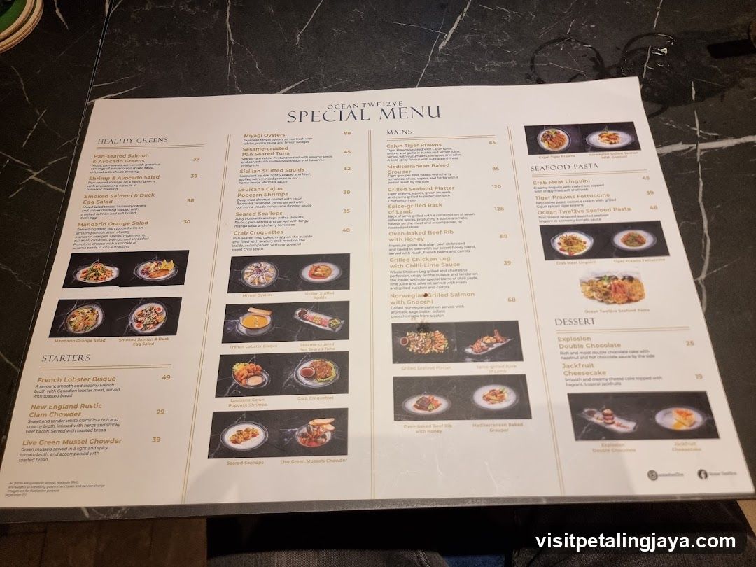 Oceantwelve Special Menu