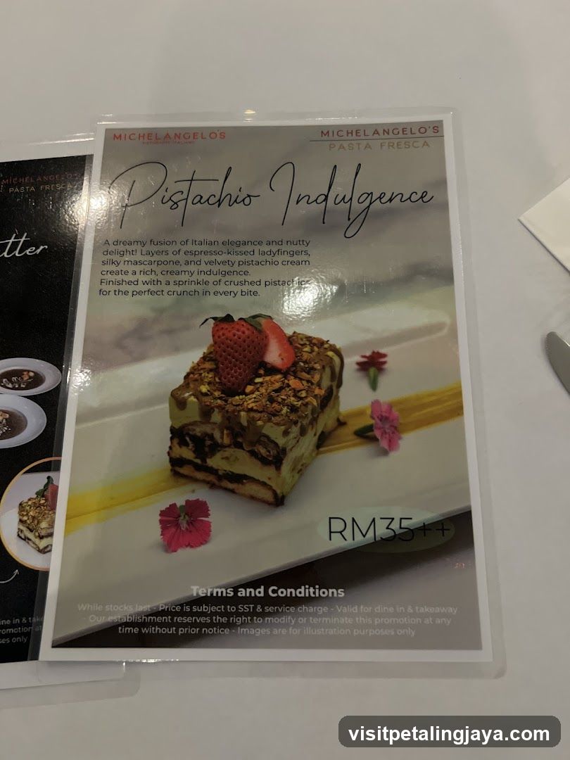 Pistachio Indulgence Menu Card