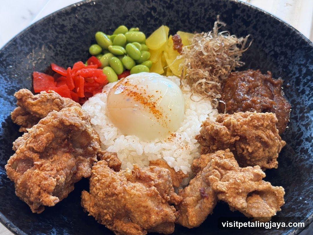 Fried Chicken Rice Bowl with Egg and Toppings