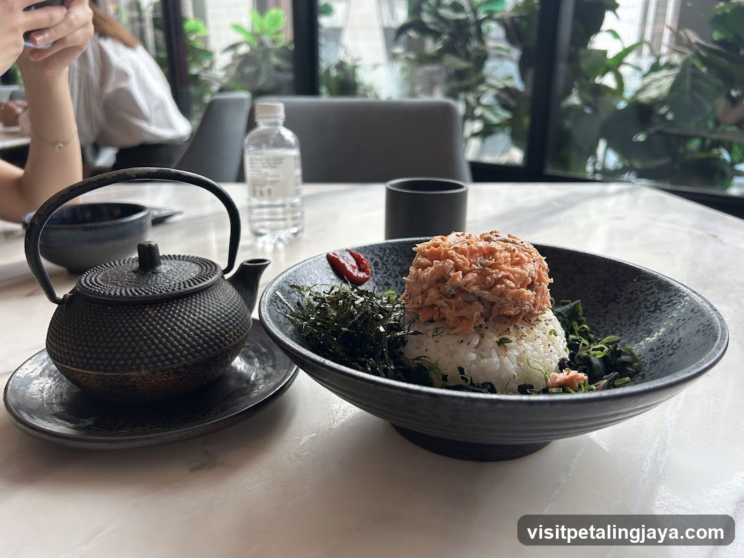 Bowl of Rice with Tuna Salad and Tea Set