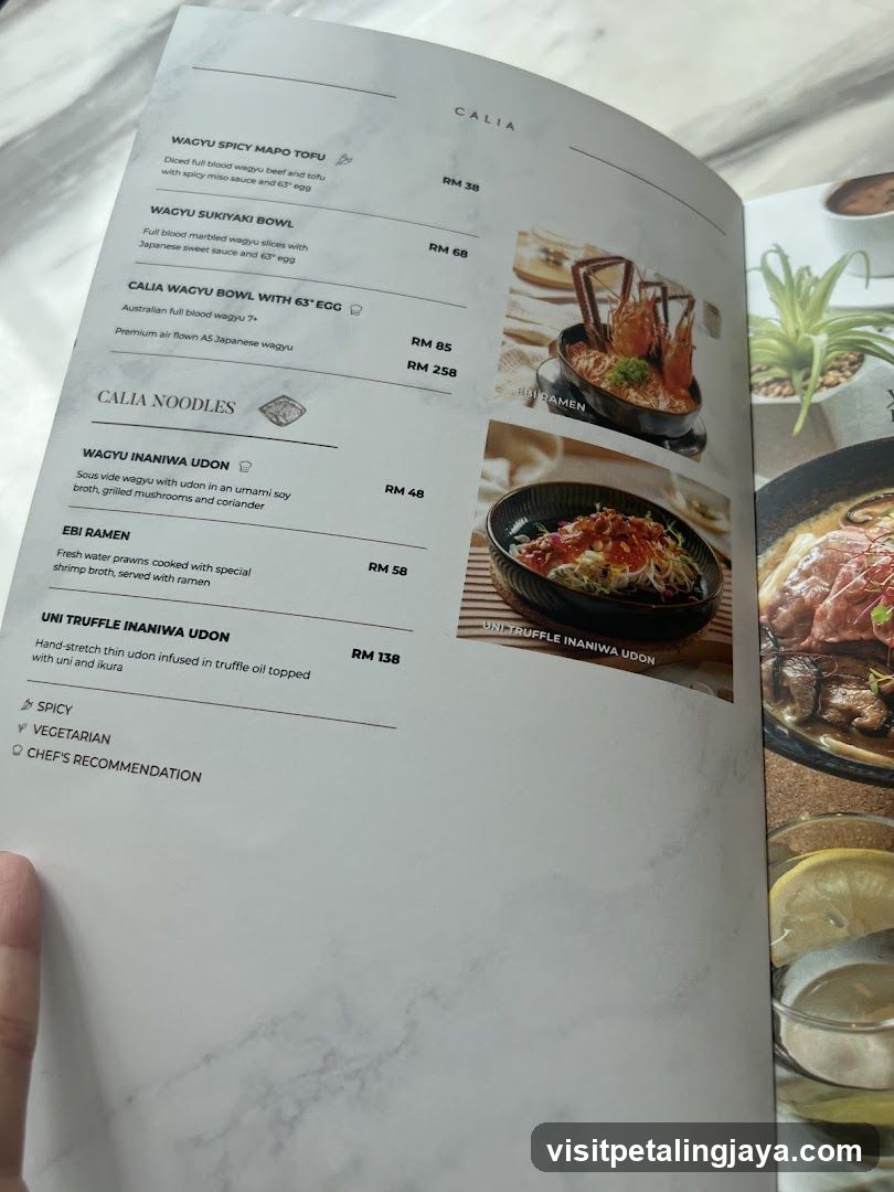 Calia Menu Page