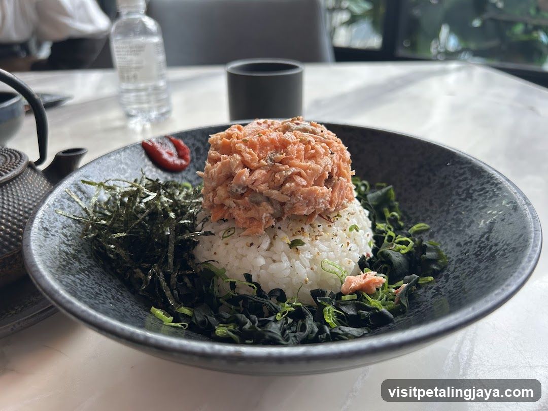 Salmon Rice Bowl with Seaweed and Greens