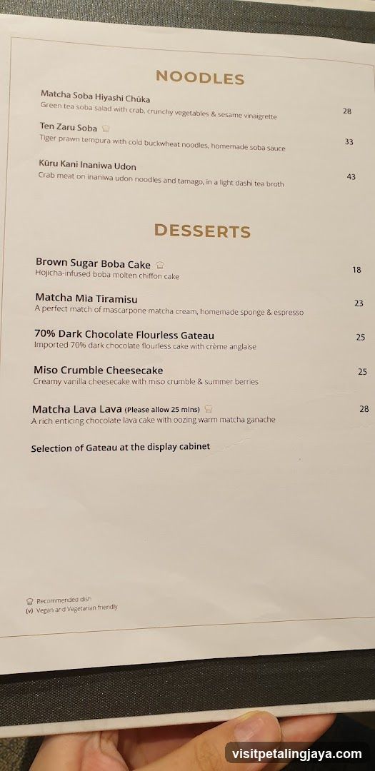 Noodles and Desserts Menu