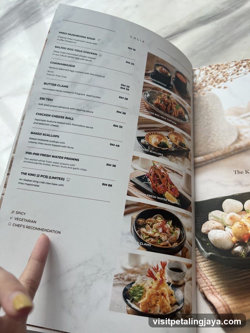 Calia Menu Page