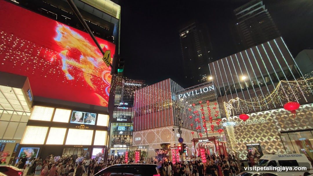 Night City Street Scene with Shopping Malls