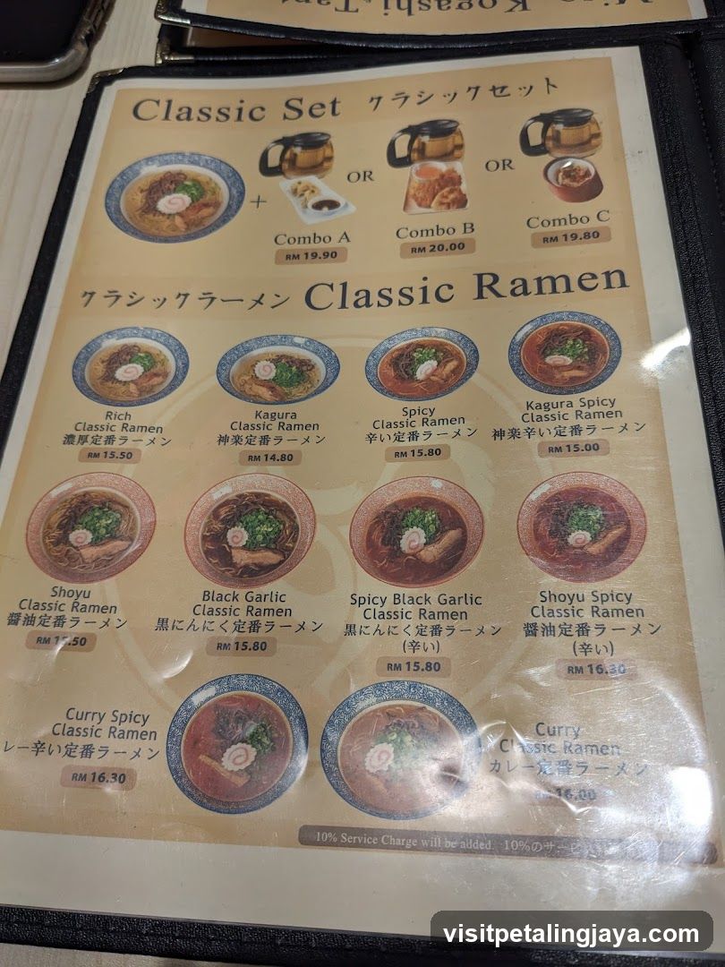 Classic Ramen Menu
