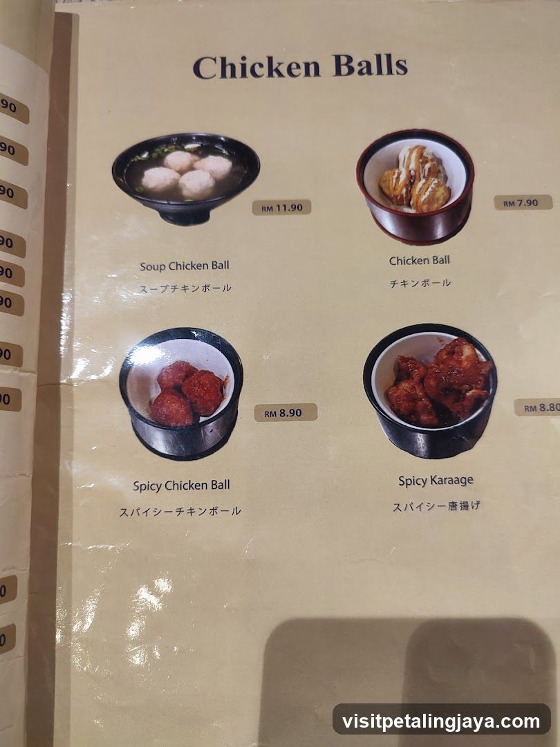 Chicken Balls Menu Page