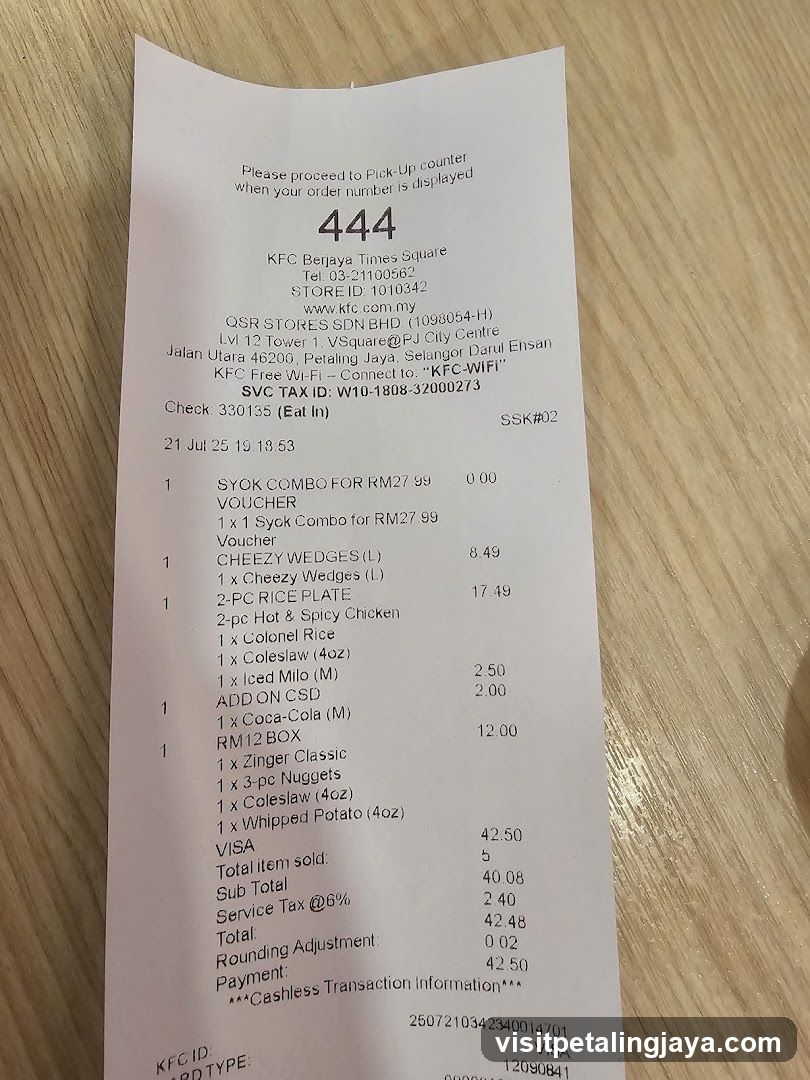 KFC Receipt