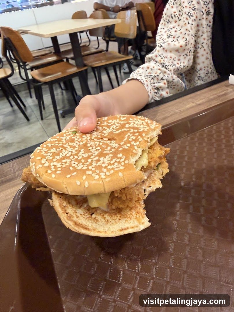 Fried Chicken Sandwich in Restaurant