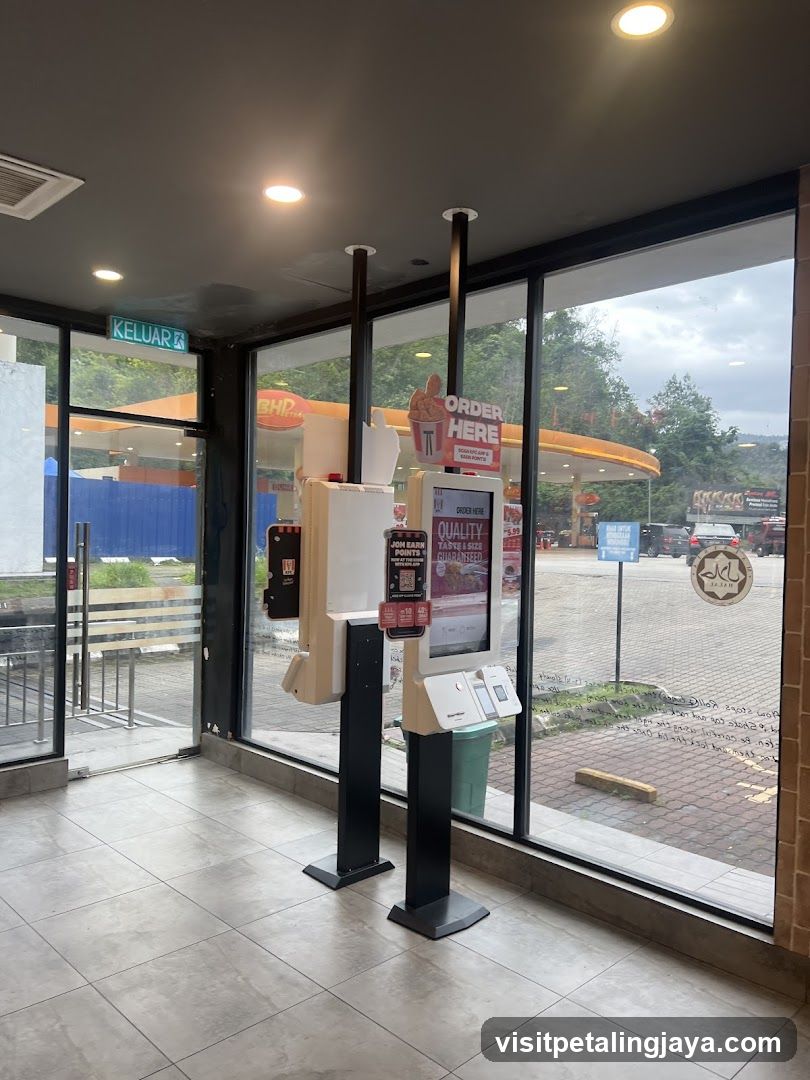 Self-Service Kiosk at Convenience Store Entrance