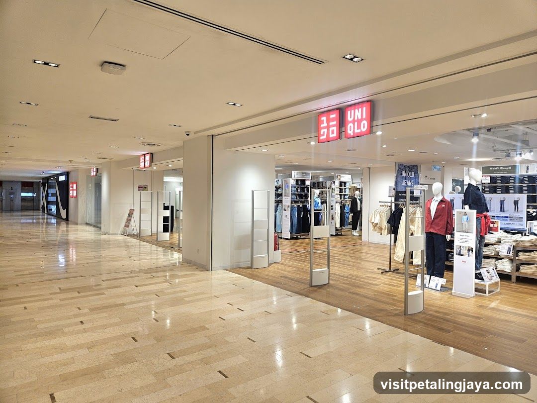 Shopping Mall Interior with Uniqlo Store