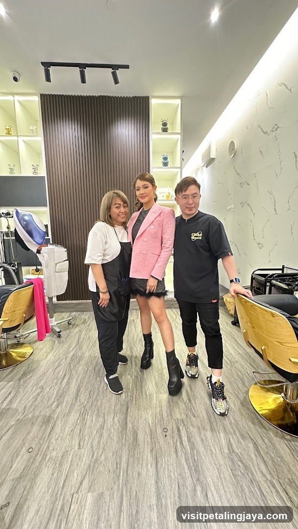 Salon Interior with Staff and Client