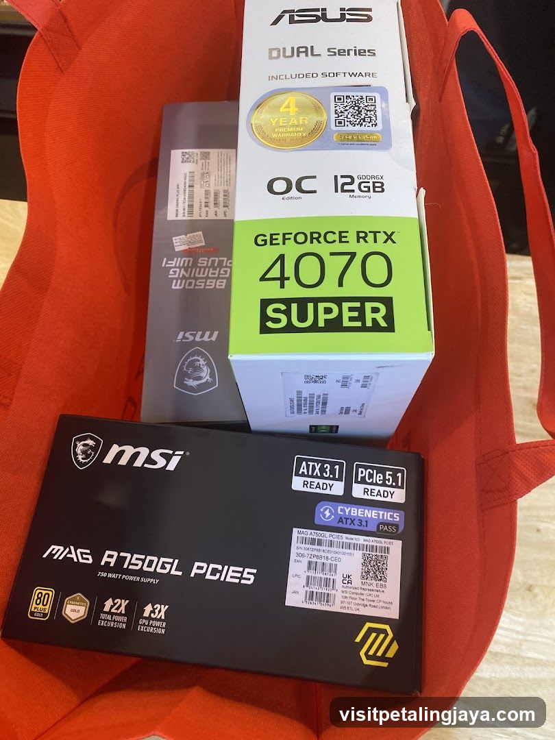 Computer Hardware Boxes in Bag