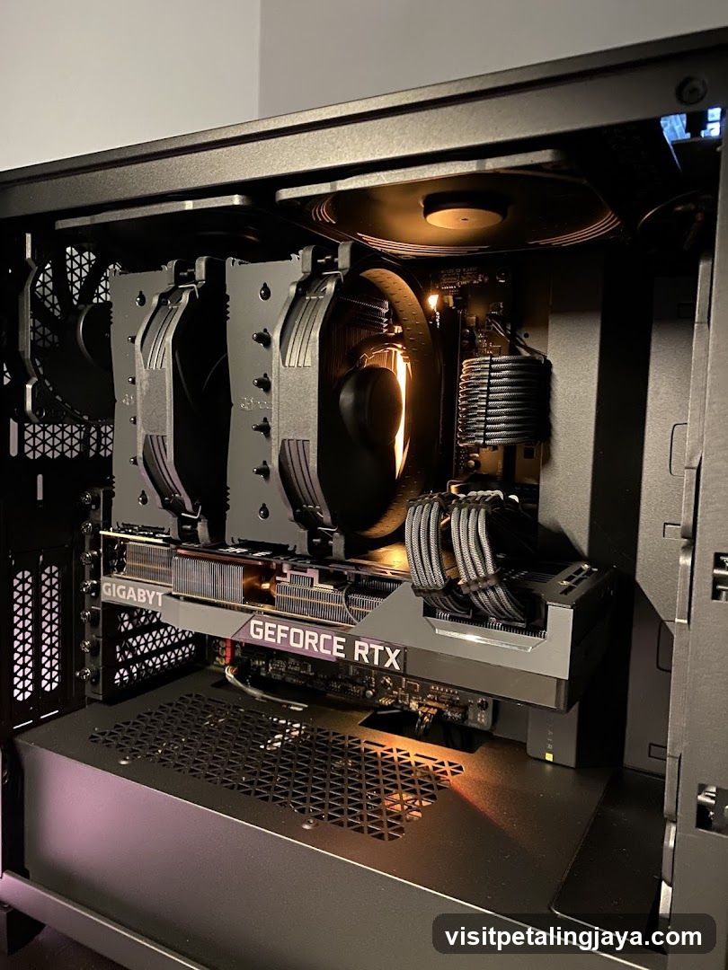 PC Interior with GPU and Cooling System