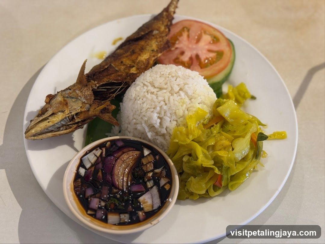 Fried Fish with Rice and Side Dishes