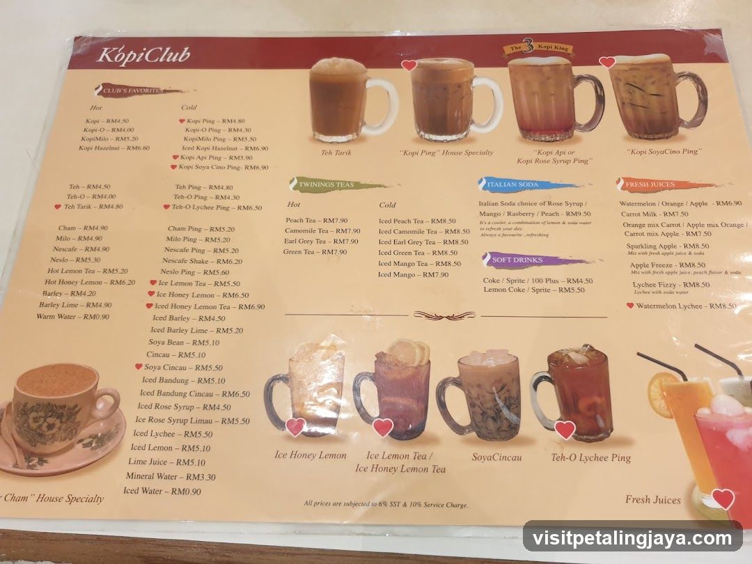 Kopi Club Menu