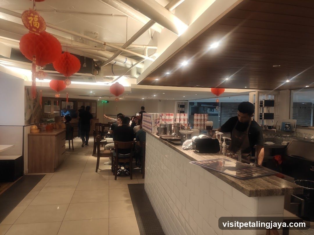 Restaurant Interior with Red Lanterns